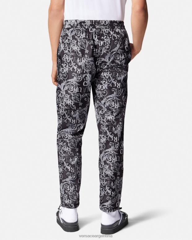 hombres Versace negro y estampado pantalones de alta costura con logo ropa 4F6042431