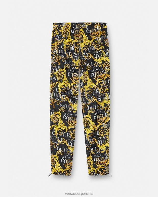 hombres Versace oro negro pantalones de alta costura con logo ropa 4F6042430