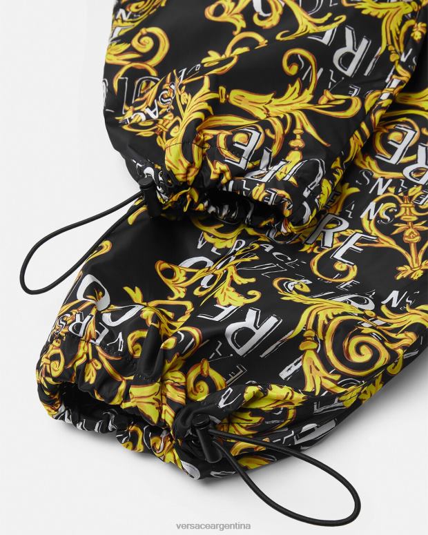 hombres Versace oro negro pantalones de alta costura con logo ropa 4F6042430