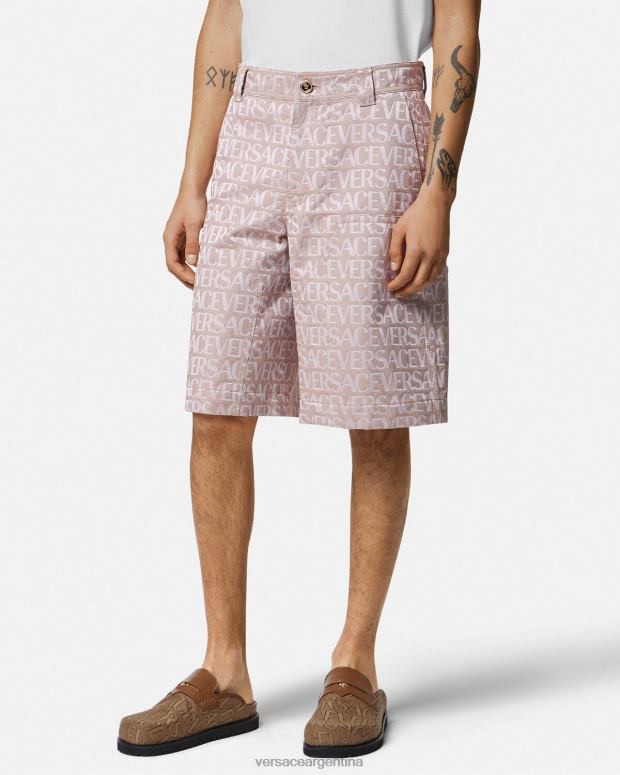 hombres Versace rosa y estampado pantalones cortos ropa 4F6041434