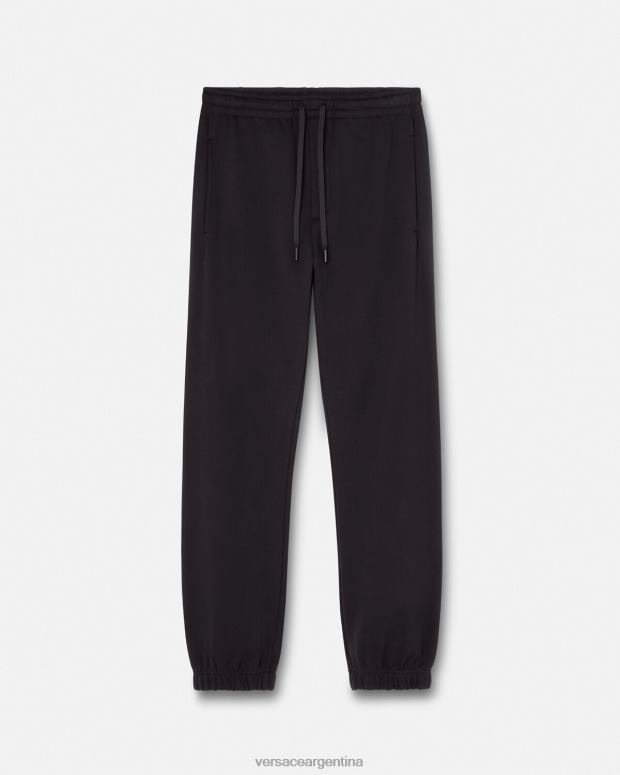 hombres Versace negro pantalones deportivos con logo y rosas ropa 4F6042381