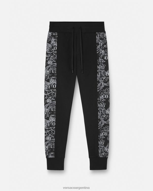 hombres Versace negro pantalones deportivos de alta costura con logo ropa 4F6042426