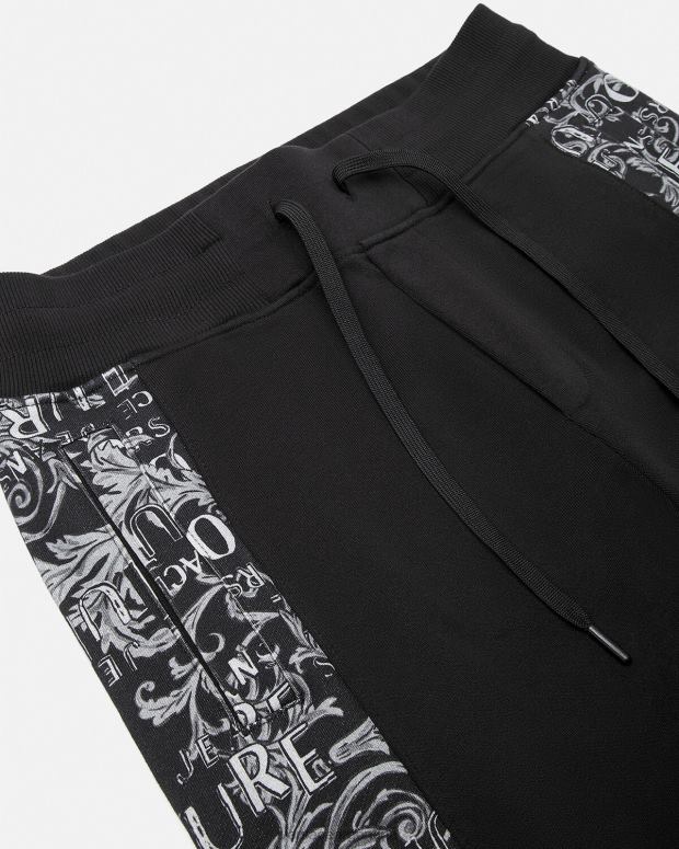 hombres Versace negro pantalones deportivos de alta costura con logo ropa 4F6042426