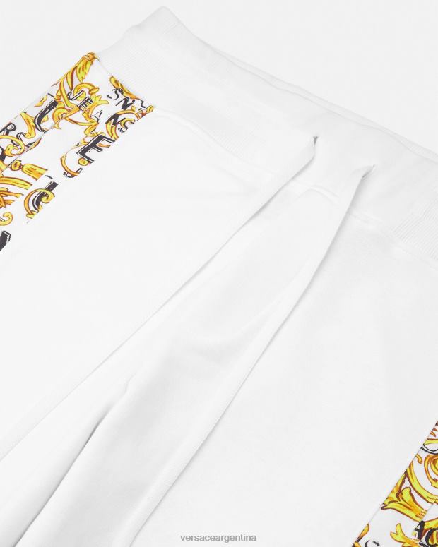 hombres Versace oro y blanco pantalones deportivos de alta costura con logo ropa 4F6042425