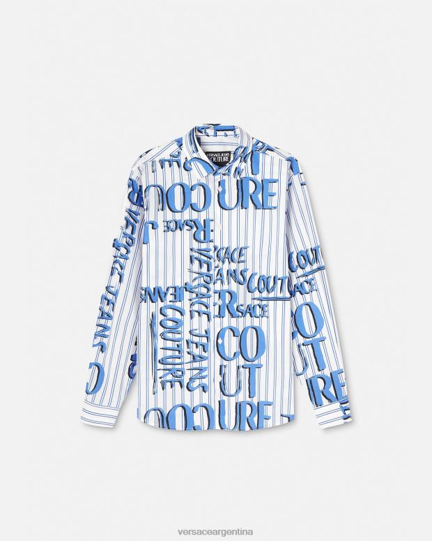 hombres Versace blanco camisa con logo y garabato ropa 4F6042374