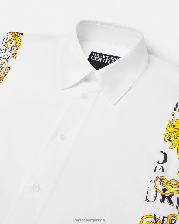 hombres Versace blanco camisa de alta costura con logo ropa 4F6042399