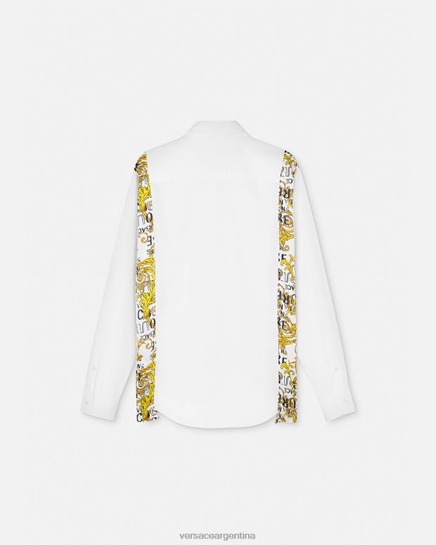 hombres Versace blanco camisa de alta costura con logo ropa 4F6042399