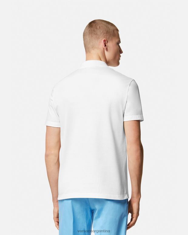 hombres Versace blanco playera tipo polo con logo barroco y conchas marinas ropa 4F6041361