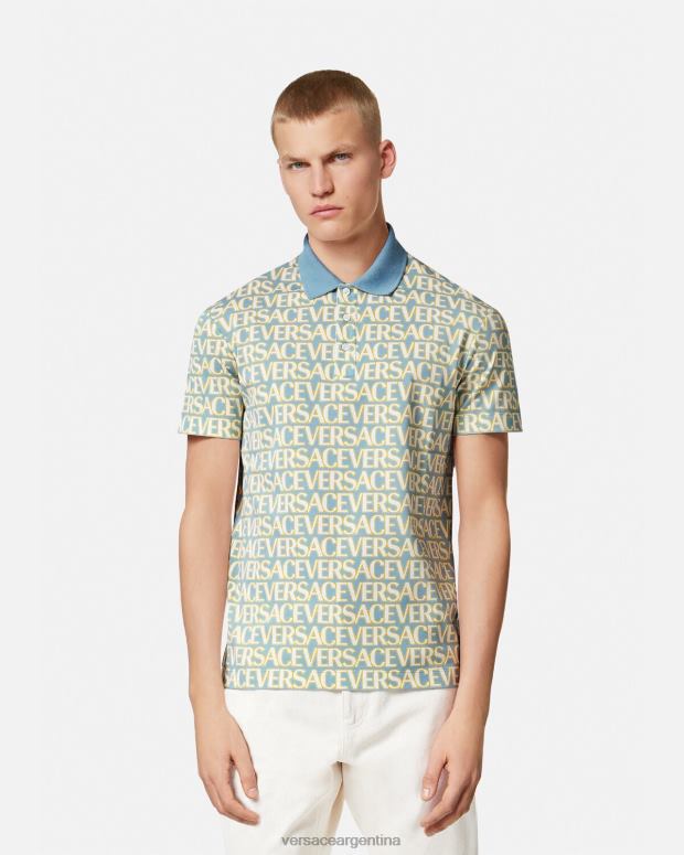 hombres Versace imprimir polo de manga corta en toda la prenda ropa 4F6041355