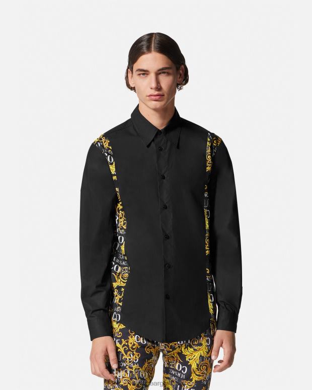 hombres Versace negro camisa de alta costura con logo ropa 4F6042397
