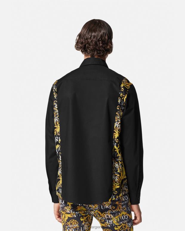 hombres Versace negro camisa de alta costura con logo ropa 4F6042397