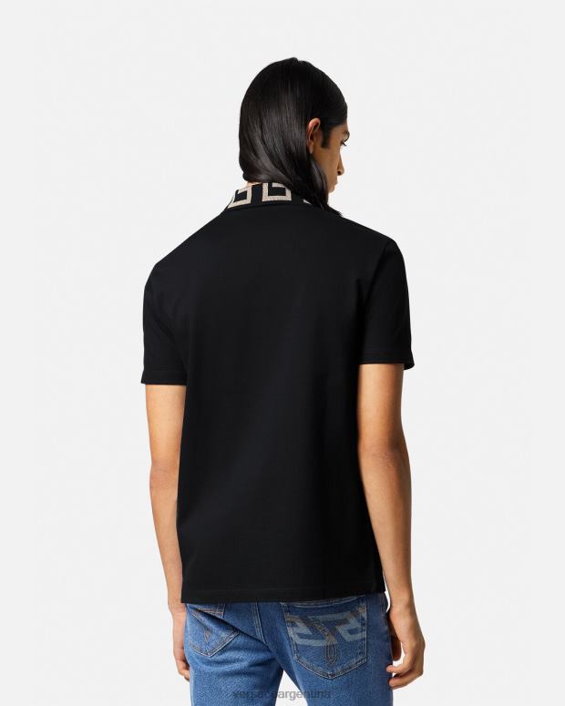hombres Versace negro playera tipo polo con greca ropa 4F6041375