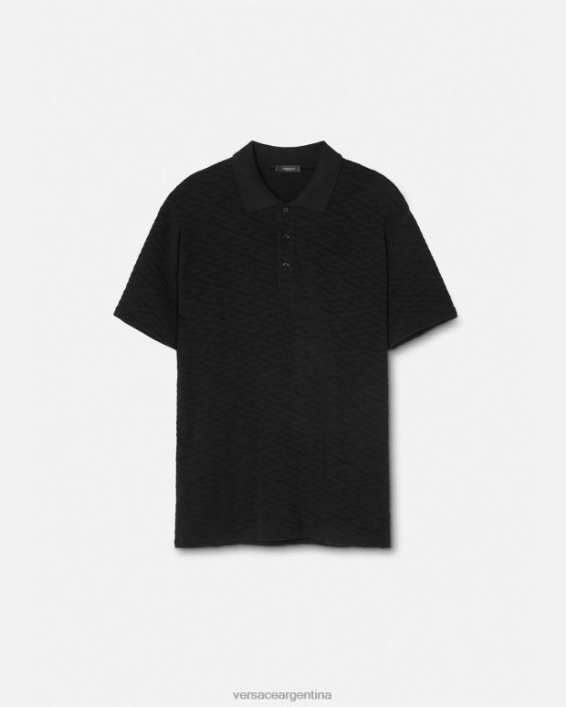 hombres Versace negro polo greca ropa 4F6041394