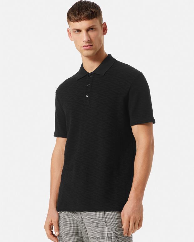 hombres Versace negro polo greca ropa 4F6041394