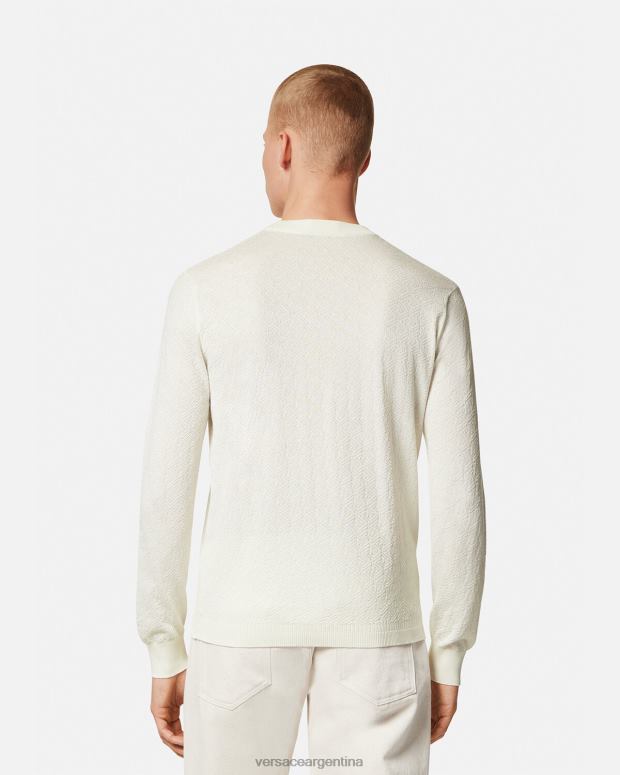 hombres Versace beige suéter la greca en mezcla de seda ropa 4F6041326