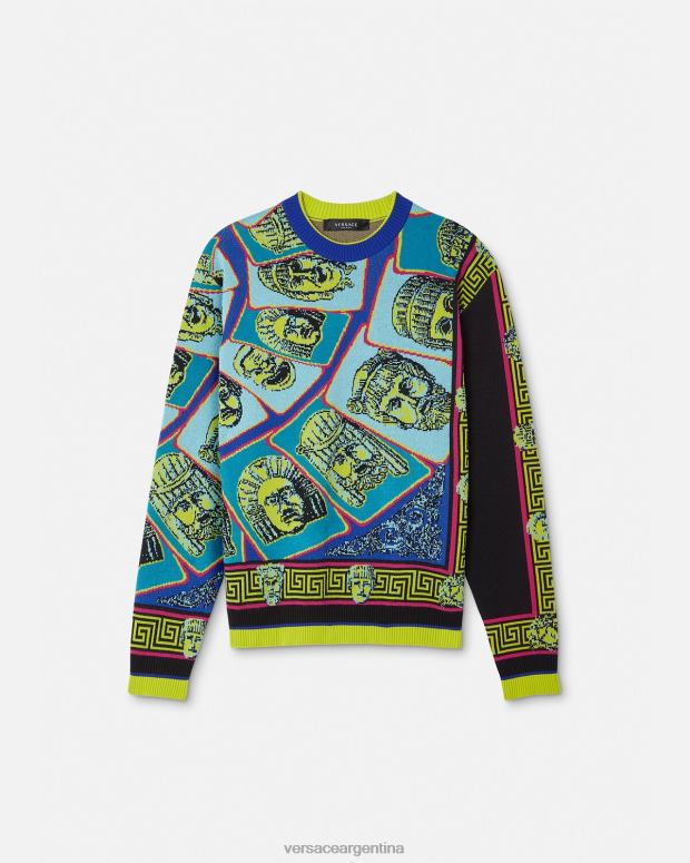 hombres Versace imprimir suéter le maschere jacquard ropa 4F6041335
