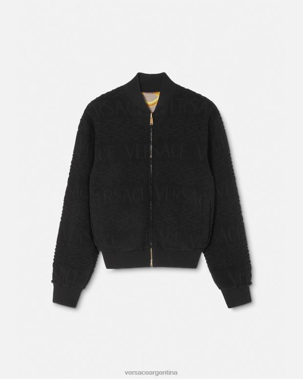 hombres Versace negro chaqueta bomber reversible barroco 660 ropa 4F6041351