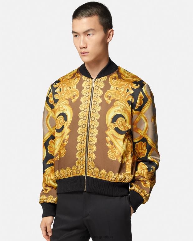 hombres Versace negro chaqueta bomber reversible barroco 660 ropa 4F6041351