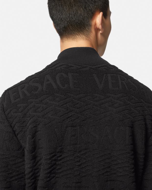 hombres Versace negro chaqueta bomber reversible barroco 660 ropa 4F6041351