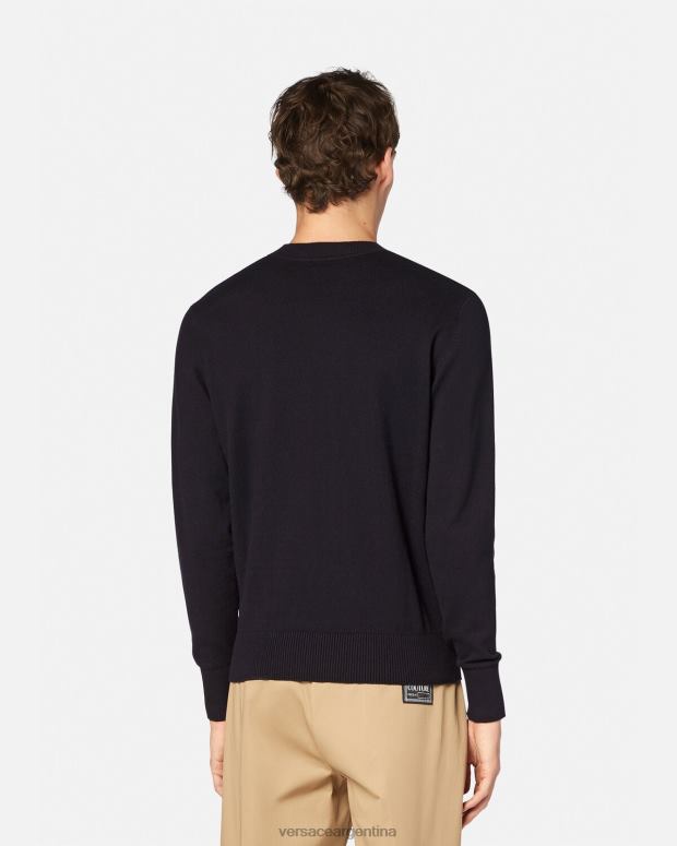 hombres Versace negro y estampado suéter tejido con logo ropa 4F6042421