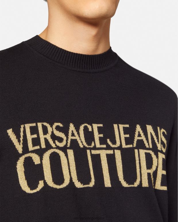 hombres Versace negro y estampado suéter tejido con logo ropa 4F6042421