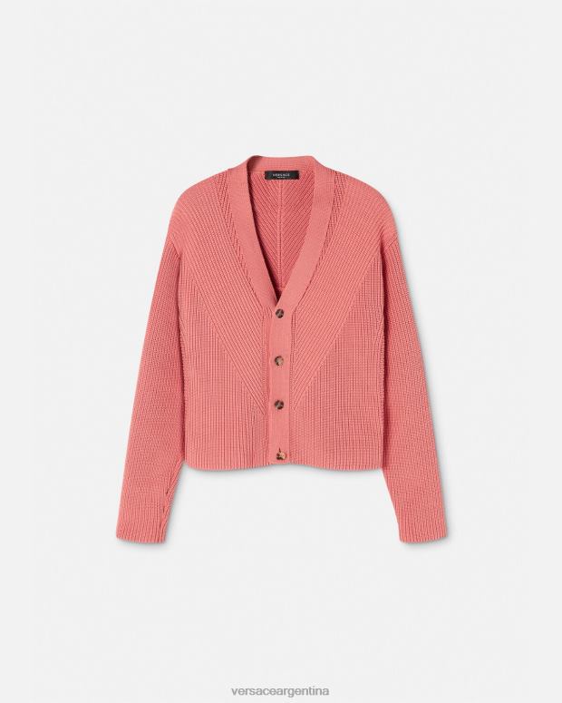 hombres Versace rosa cárdigan de punto en intarsia ropa 4F6041334