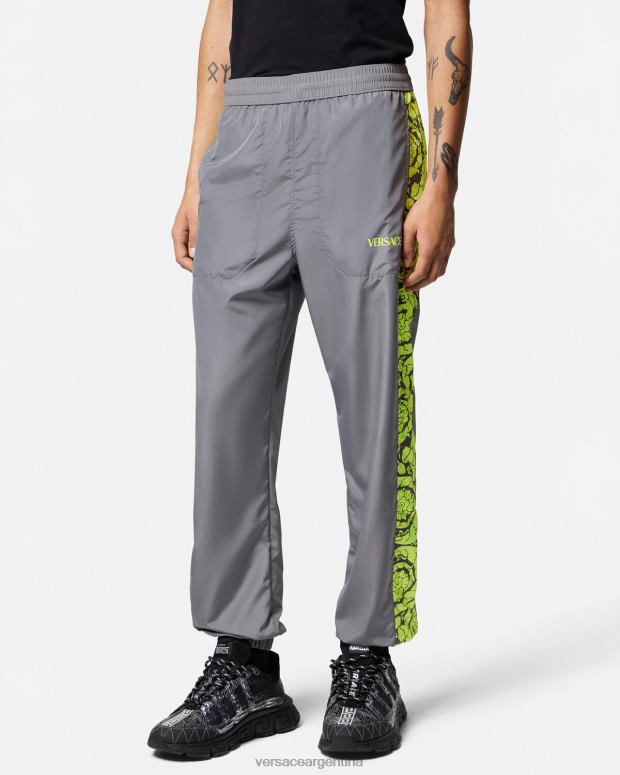 hombres Versace gris y lima pantalones deportivos con silueta barroca ropa 4F6041460