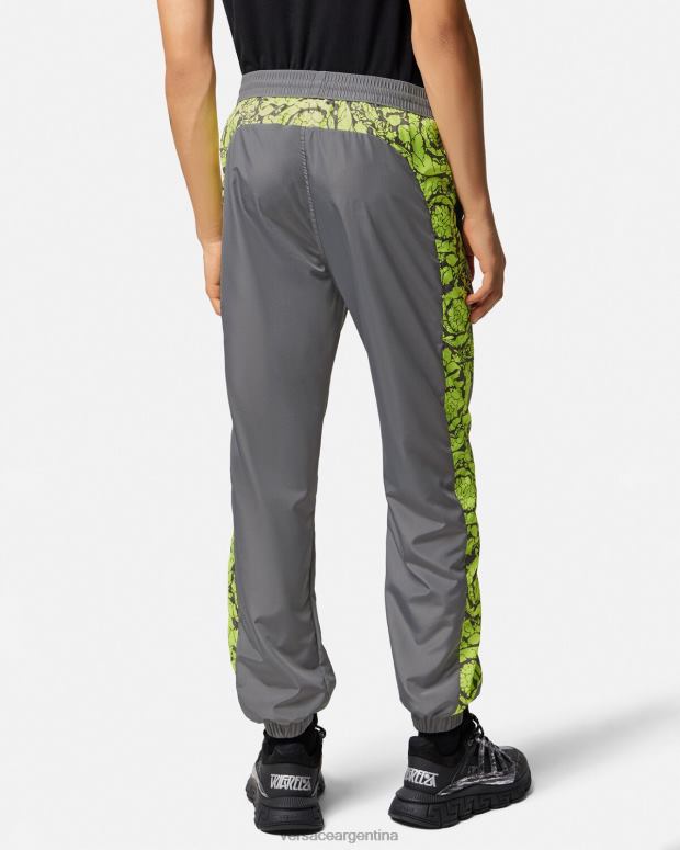 hombres Versace gris y lima pantalones deportivos con silueta barroca ropa 4F6041460