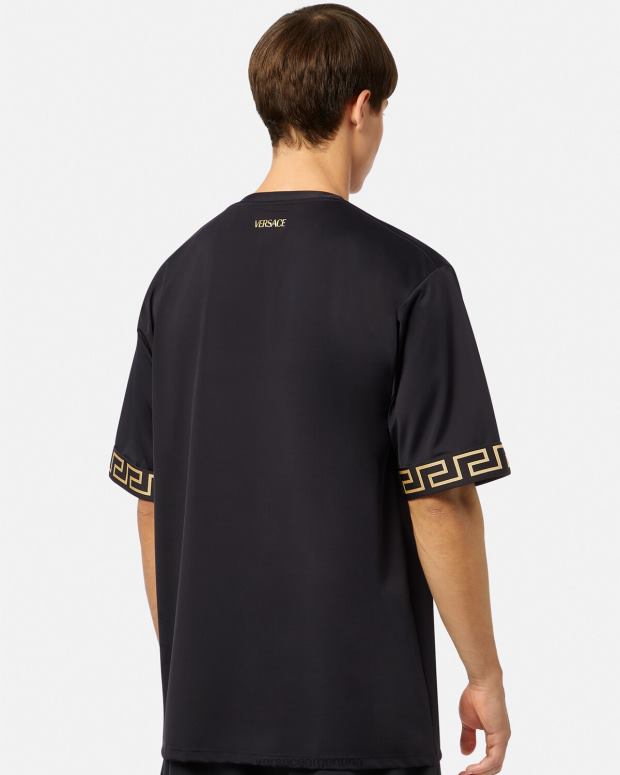 hombres Versace negro camiseta de gimnasio con greca ropa 4F6041454