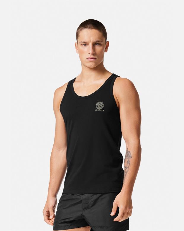 hombres Versace negro camiseta sin mangas con medusa ropa interior y ropa de playa 4F6041734
