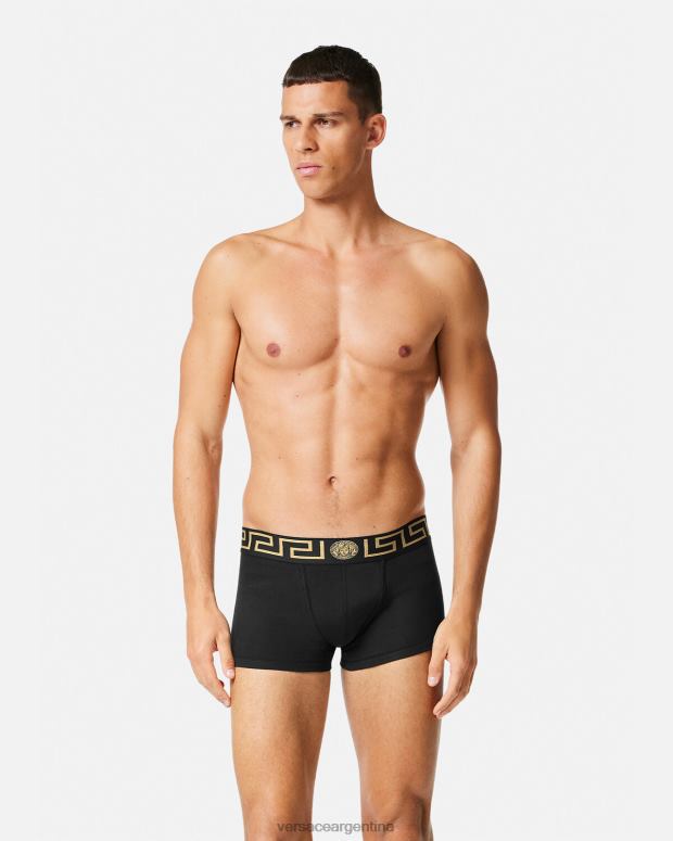 hombres Versace blanco negro pack de 2 calzoncillos con borde con greca ropa interior y ropa de playa 4F6041752