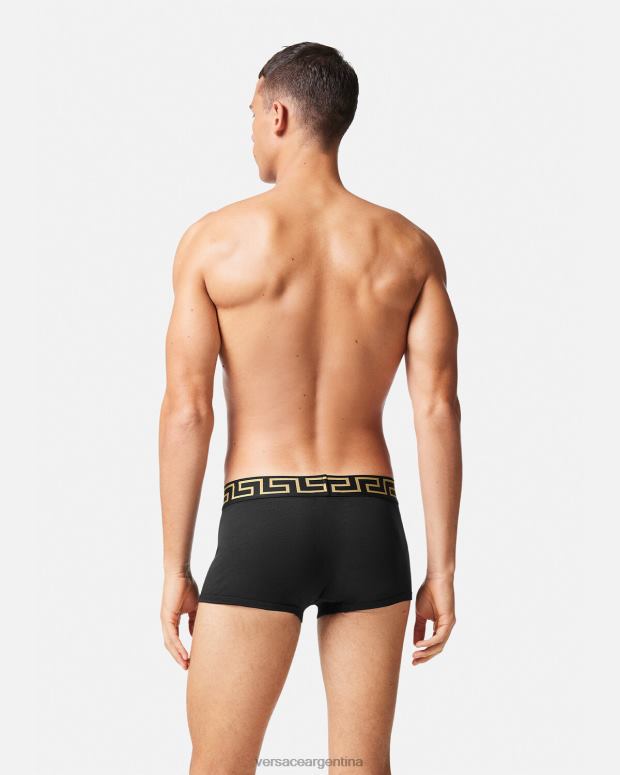 hombres Versace blanco negro pack de 2 calzoncillos con borde con greca ropa interior y ropa de playa 4F6041752