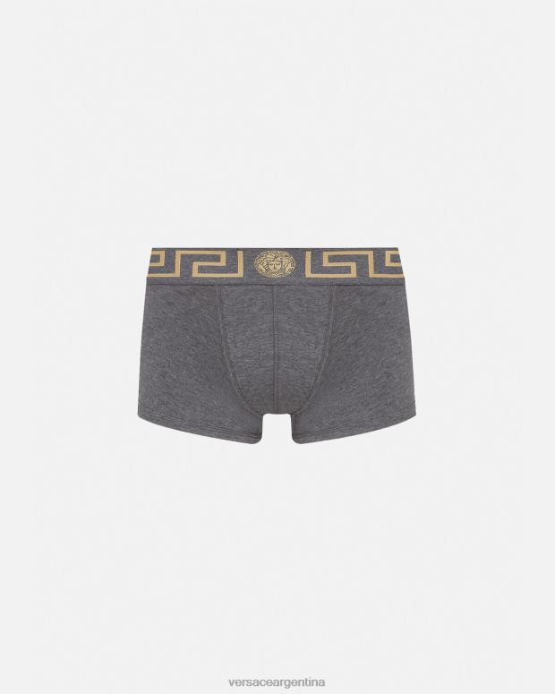 hombres Versace gris calzoncillos con borde de greca ropa interior y ropa de playa 4F6041759