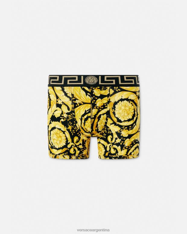 hombres Versace negro baúles largos barrocos ropa interior y ropa de playa 4F6041748