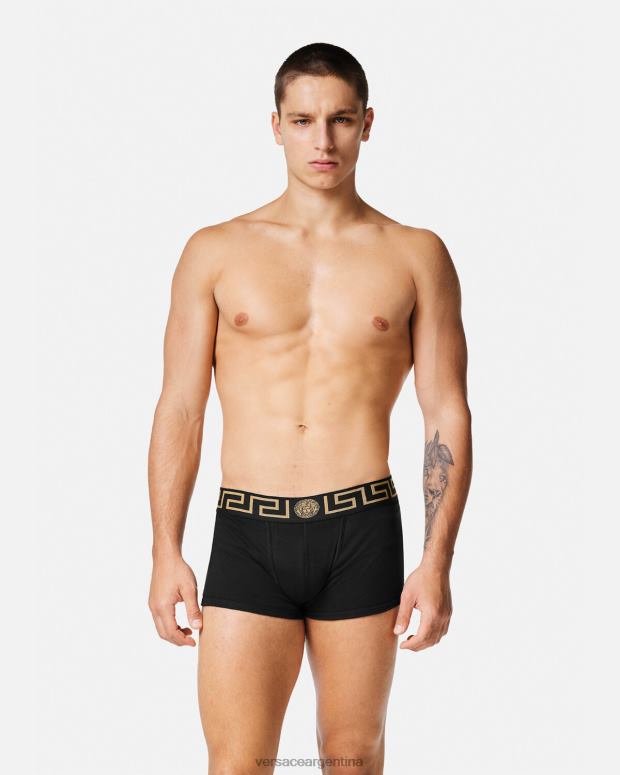 hombres Versace negro pack de 3 calzoncillos con borde con greca ropa interior y ropa de playa 4F6041750