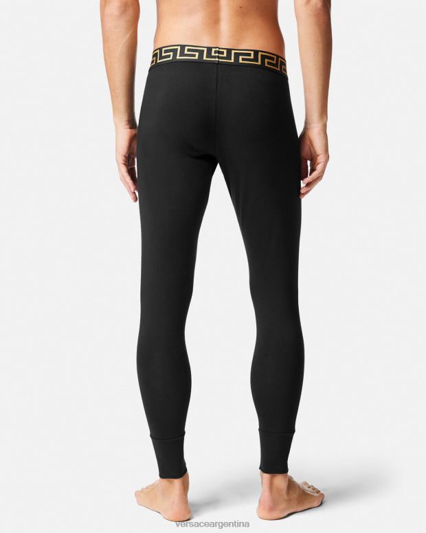 hombres Versace negro ropa interior larga con borde de greca ropa interior y ropa de playa 4F6041760