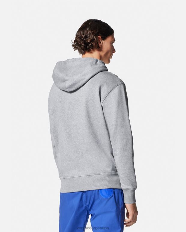 hombres Versace gris sudadera con capucha y logo ropa 4F6042378