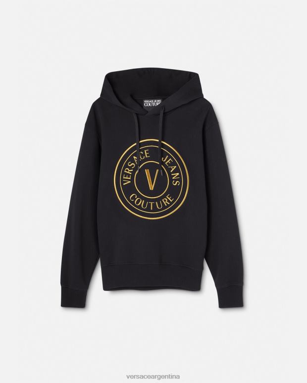 hombres Versace oro negro sudadera con capucha y emblema en V ropa 4F6042364