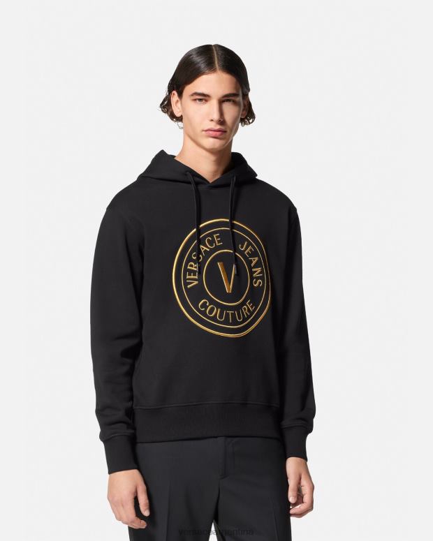 hombres Versace oro negro sudadera con capucha y emblema en V ropa 4F6042364