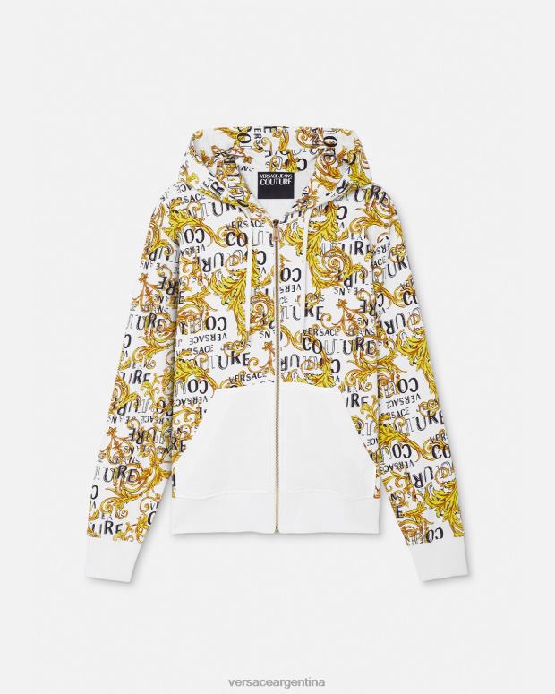 hombres Versace oro y blanco sudadera con logo y cremallera ropa 4F6042404