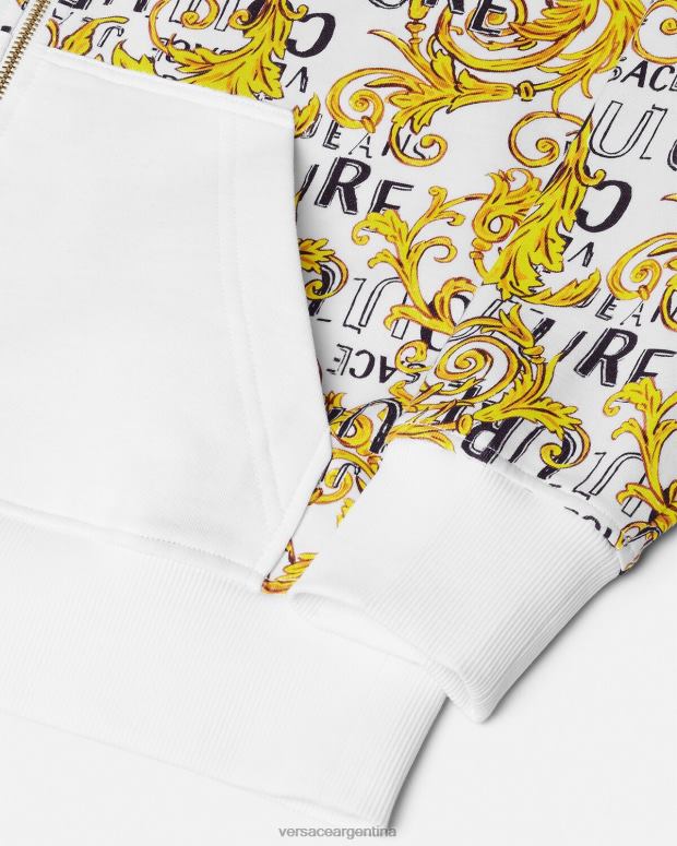 hombres Versace oro y blanco sudadera con logo y cremallera ropa 4F6042404