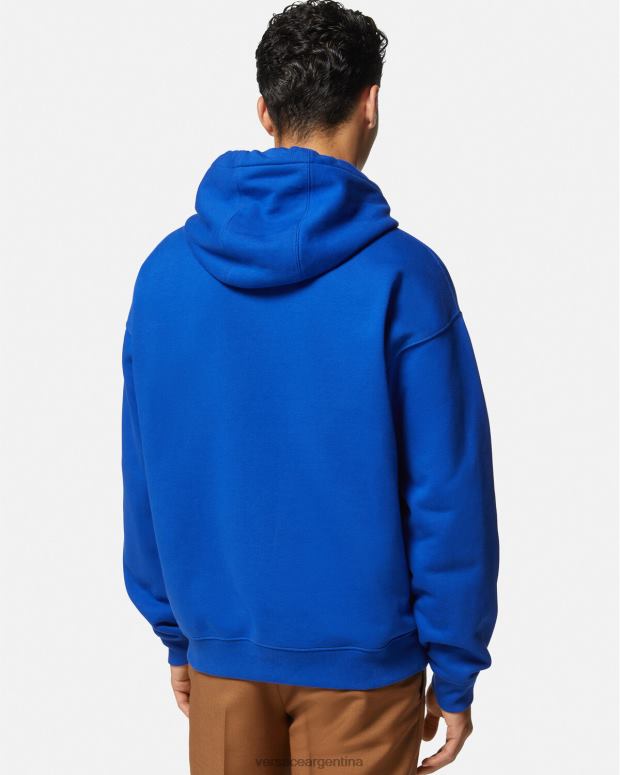 hombres Versace azul sudadera con capucha de medusa ropa 4F6041419