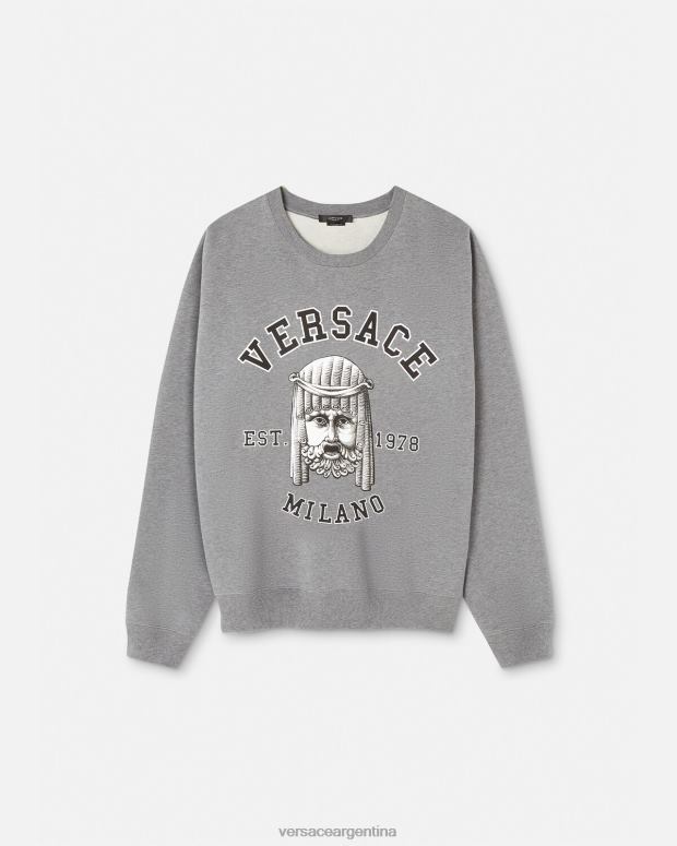 hombres Versace gris sudadera con logo de la maschera ropa 4F6041415