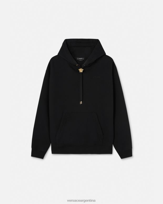 hombres Versace negro sudadera con capucha de medusa ropa 4F6041414