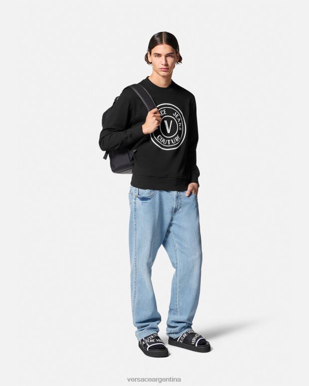 hombres Versace negro sudadera con emblema en V ropa 4F6042411