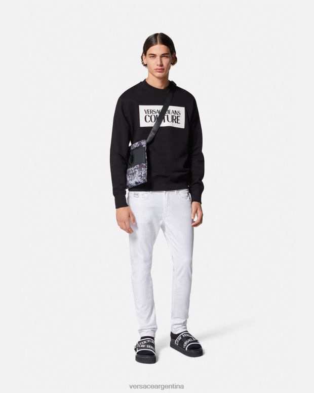 hombres Versace negro sudadera con logo ropa 4F6042377
