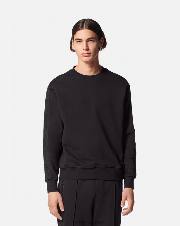 hombres Versace negro sudadera con logo ropa 4F6042410