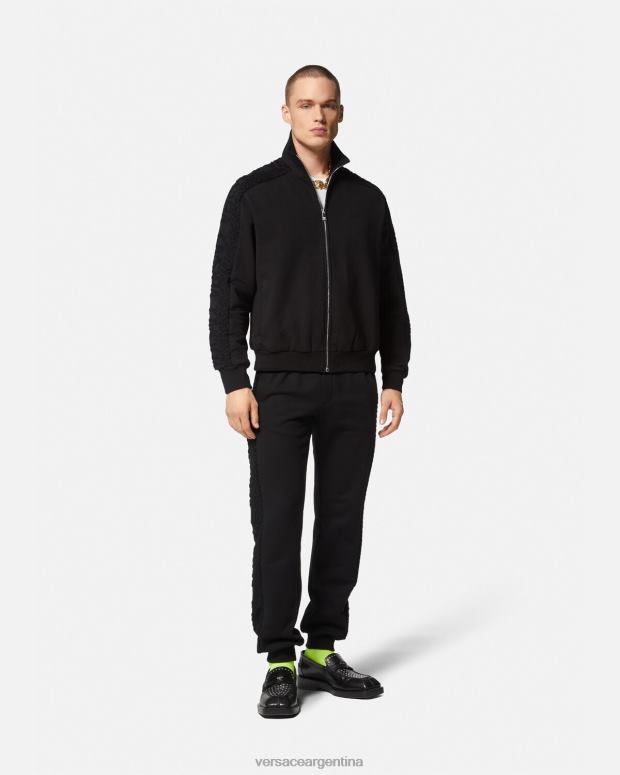 hombres Versace negro sudadera con logo y cremallera ropa 4F6041427