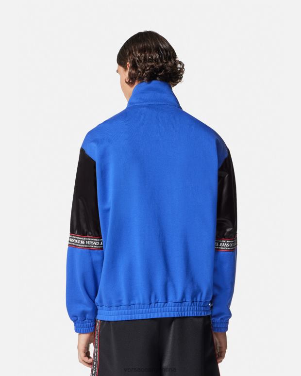 hombres Versace negro sudadera con logo y cremallera ropa 4F6042409