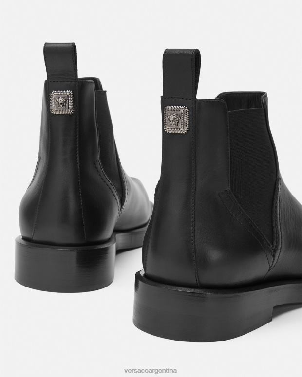 hombres Versace negro botas chelsea cuadradas zapato 4F6041580